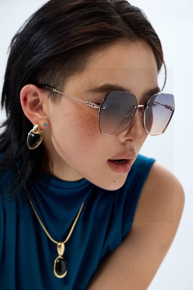 Nylon polarized series Dior frameless sunglasses with black polygonal design, s