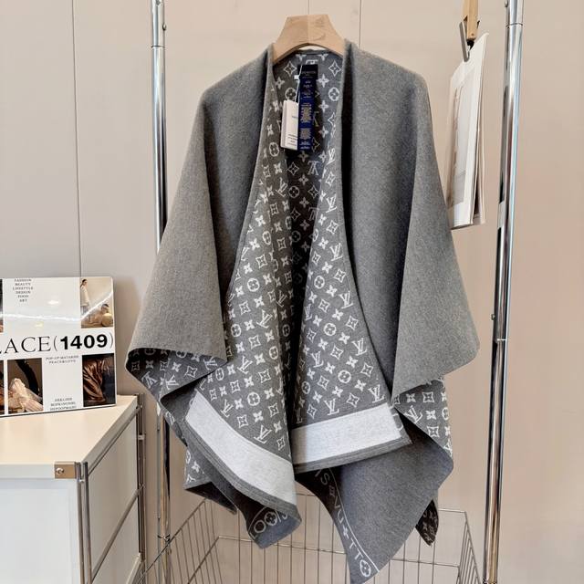 Louis Vuitton double-faced wool and cashmere blend knitted coat cape feels soft,