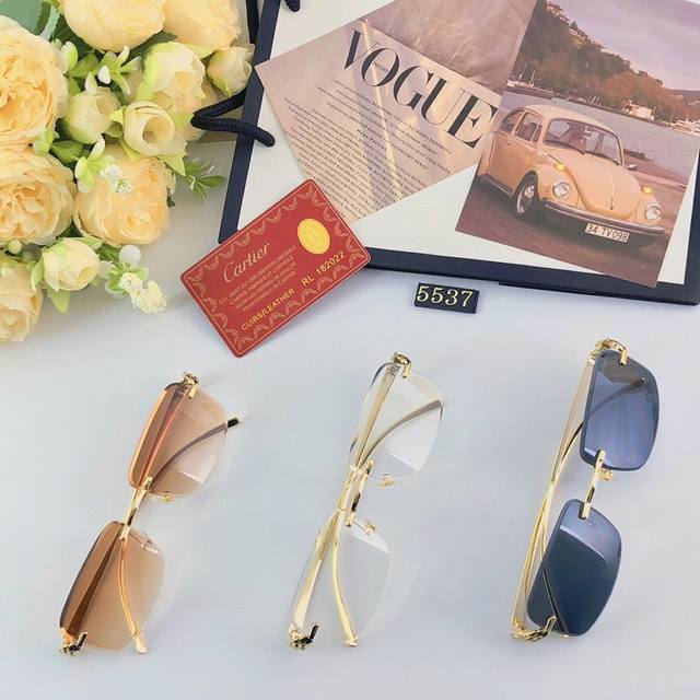 Cartie* New fashion frameless metal leopard sunglasses European and American ret