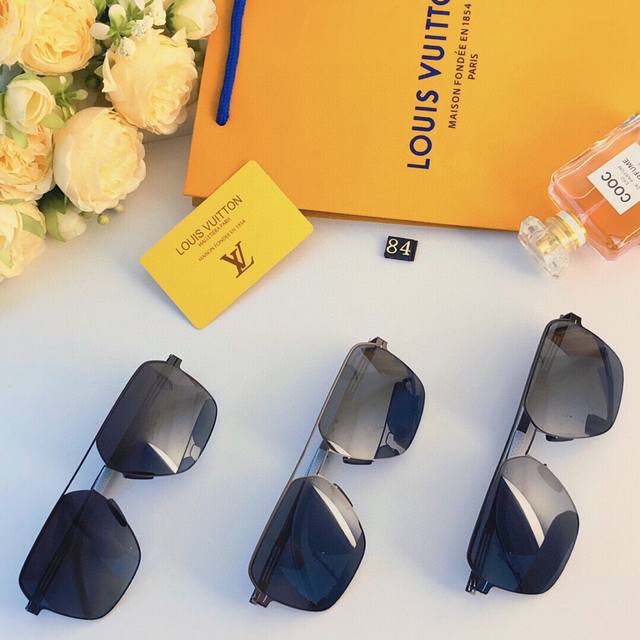 Louisvuitto*Men's square frame nylon polarized sunglasses, fashionable screwless