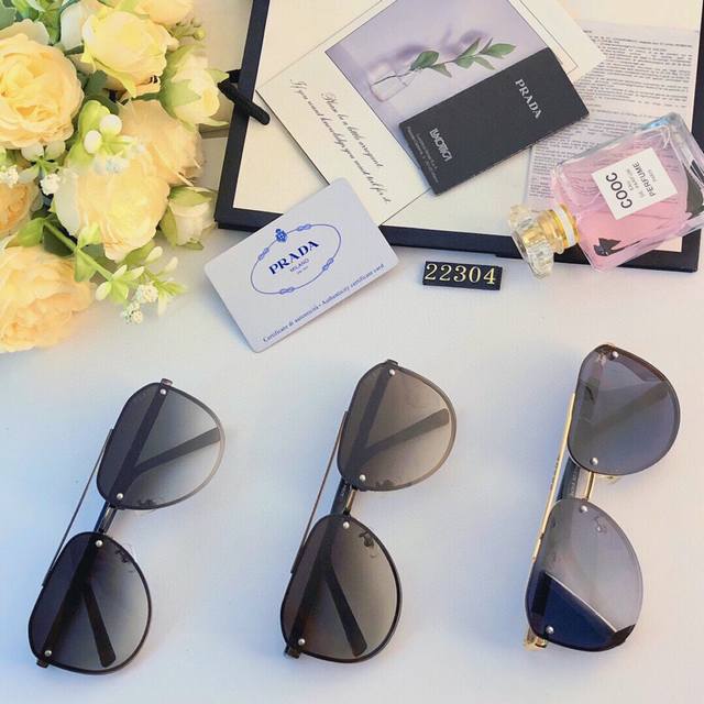 prad* New men's casual frameless sunglasses personality leg trend sunglasses ver