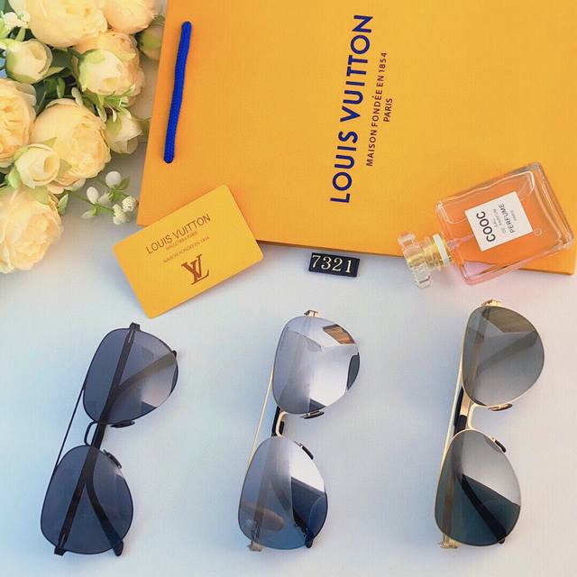 Louisvuitto*Casual retro style metal toad frame sunglasses for men and women fas