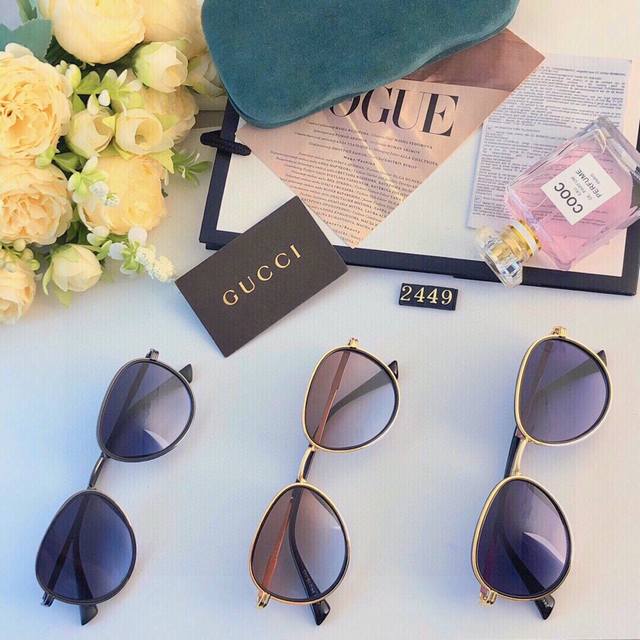 Gucc* Anti-UV Sunglasses Women Korean Retro Sunglasses Ins Internet Celebrity Sa