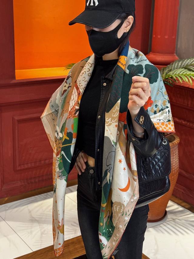 New 140 velvet square scarf in stock, double-sided, same color, Herm