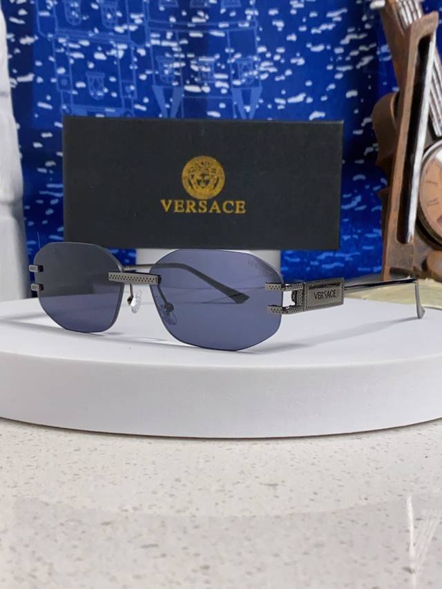 Versace Versace 2025 new metal polygonal frameless sunglasses women's fashion pe