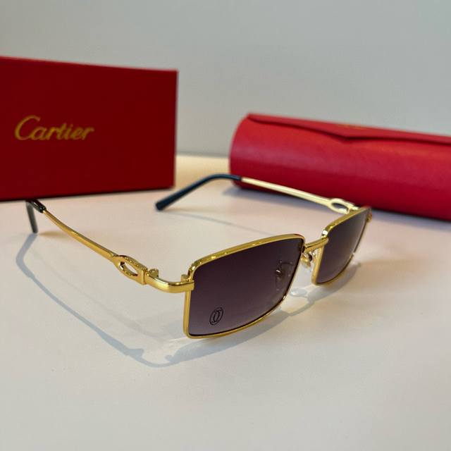 Cartie*Cartier precious sunglasses, metal material, PC temples, frameless, ultra