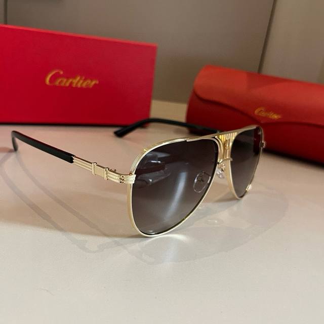 Cartier men's official website one-to-one large-frame sunglasses with high-end a