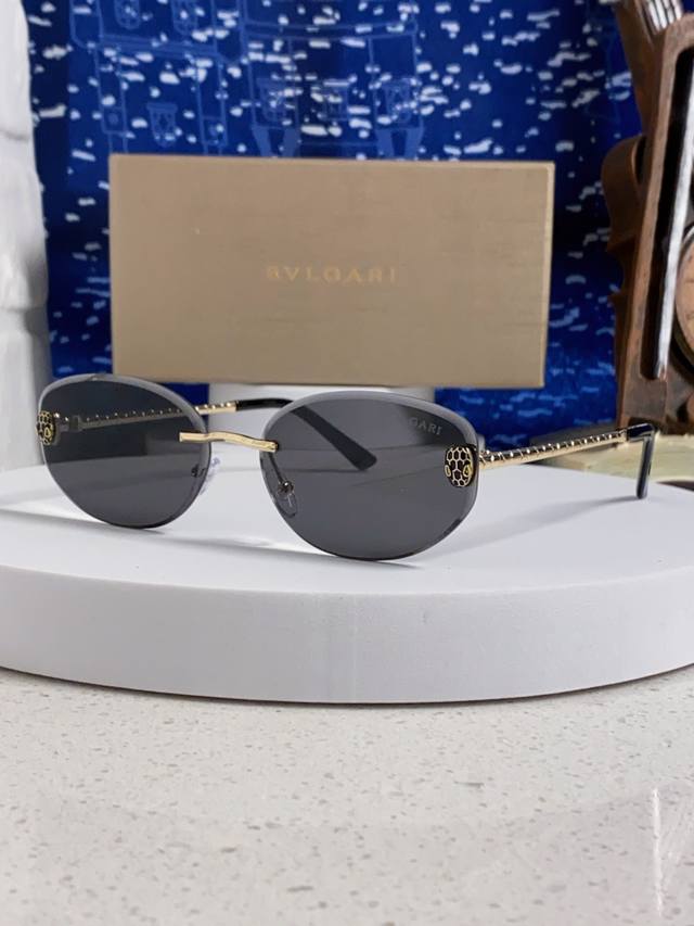 Bvlgari Bulgari 2025 new metal round frameless sunglasses women's elegant sunsha