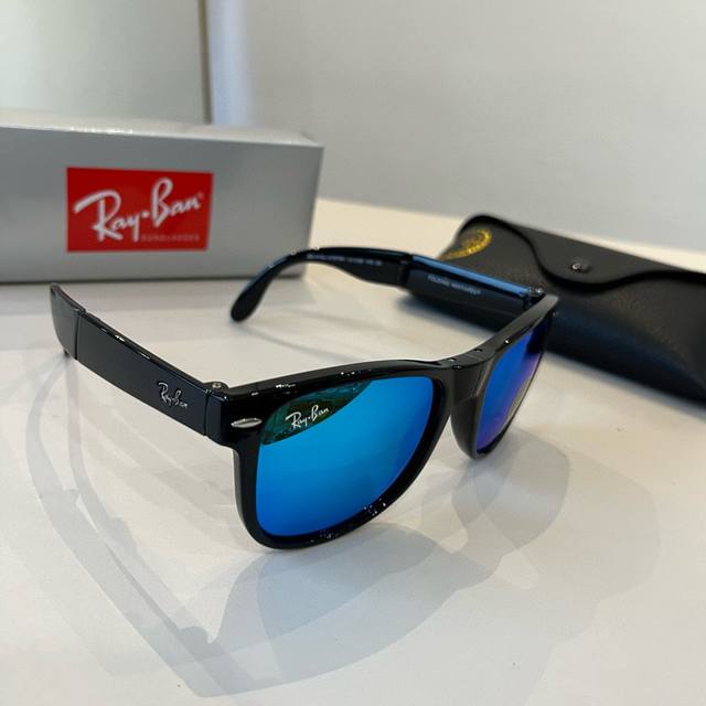 Ray-Ban trendy sunglasses for men and women, glass lens model Rb4105. Folding s