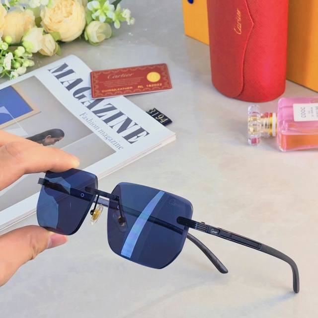 Cartie* Men's Ultra-Light Square Frameless Sunglasses Net Red Retro Sven Ins Hig