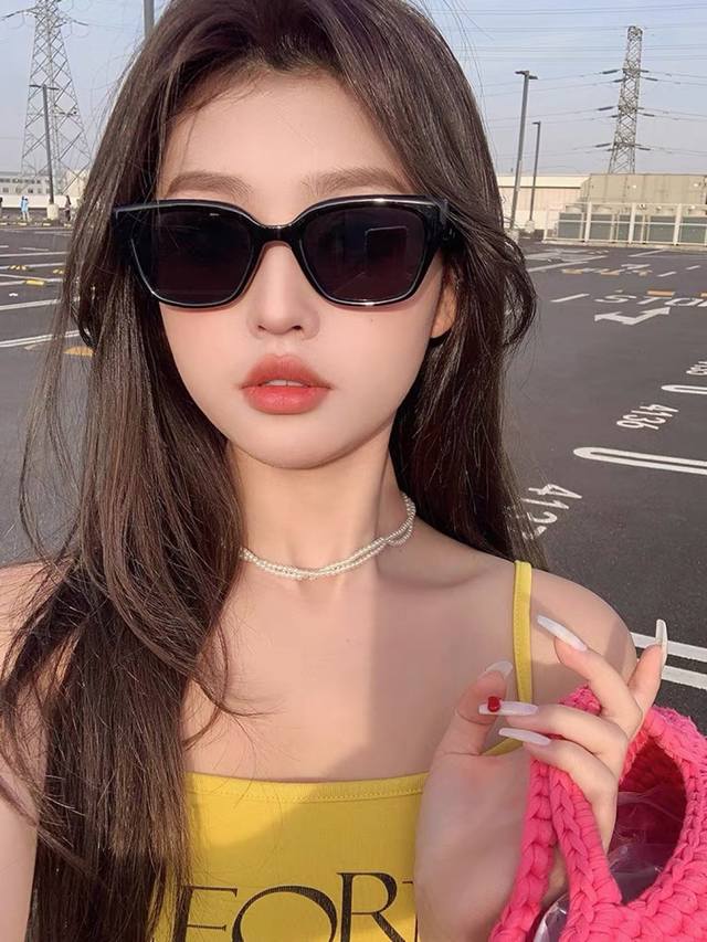 Gucc*High-end plate sunglasses square frame men's and women's sunglasses grandma