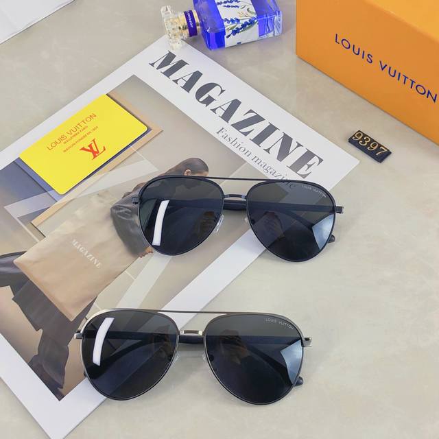 Louis Vuitto*Classic 80s Hong Kong retro movie style sunglasses with polarized s