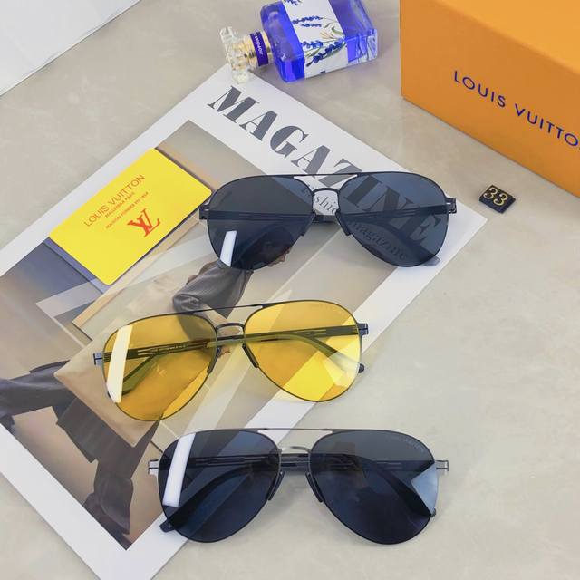 Louis Vuitto*2025 ultralight aviator polarized sunglasses screwless toad visor d