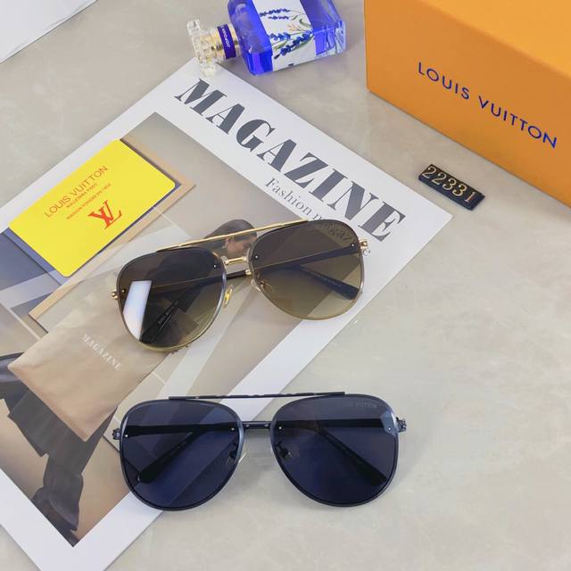 Louis Vuitto*Aviator sunglasses for men with big face, new style, trendy eyes, r