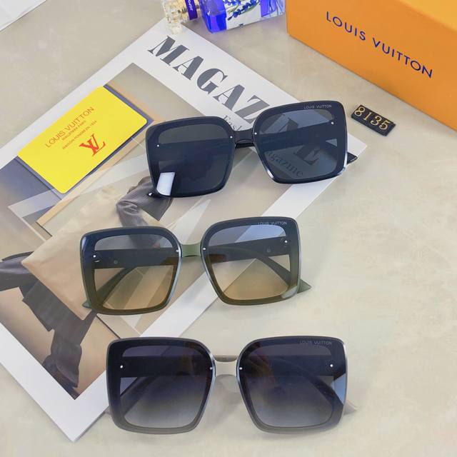Louisvuitto* new large-frame women's sunglasses, fashionable and trendy casual s