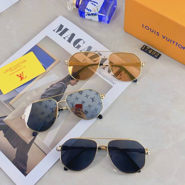 Louisvuitto* new large frame sunglasses with double beams for UV protection for