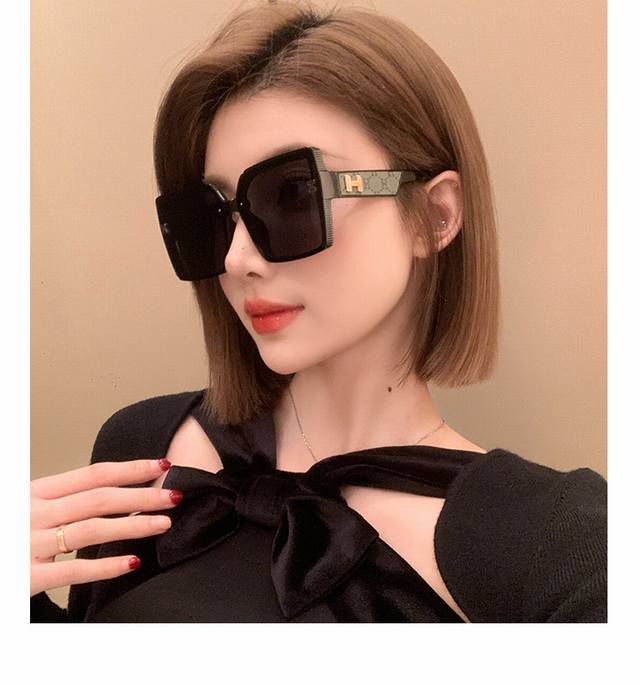 Herme*2025 new fashion square frame sunglasses for women, small fragrance style,