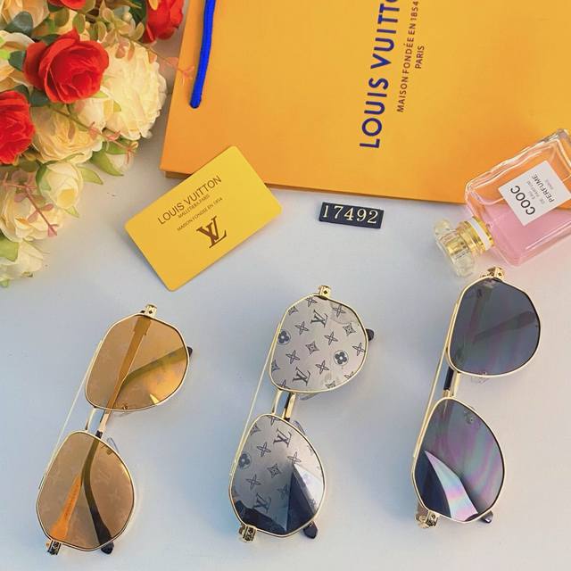 Louis Vuitto* Retro double-beam sunglasses for big round faces, driving trendy m