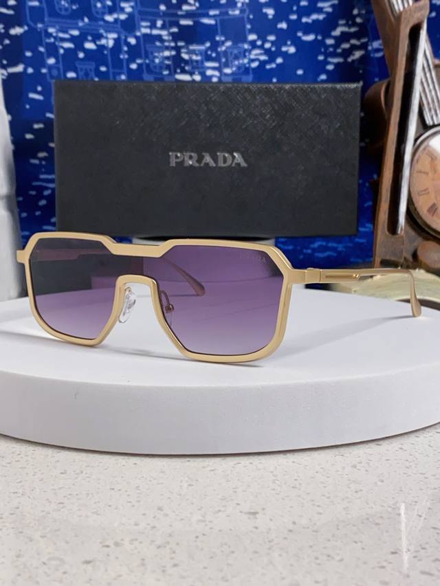 prada Prada 2025 new retro men's metal cyberpunk sunglasses cool personality one