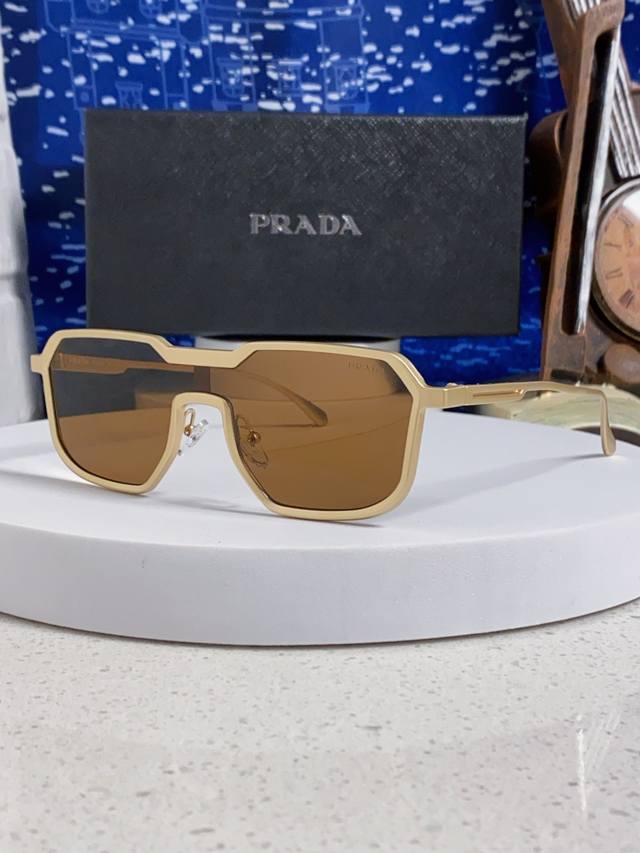 prada Prada 2025 new retro men's metal cyberpunk sunglasses cool personality one