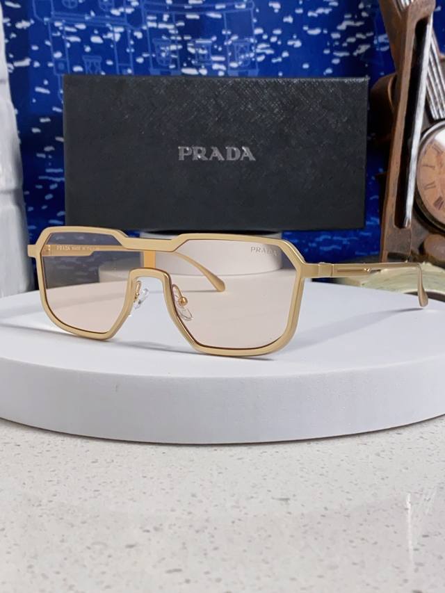 prada Prada 2025 new retro men's metal cyberpunk sunglasses cool personality one