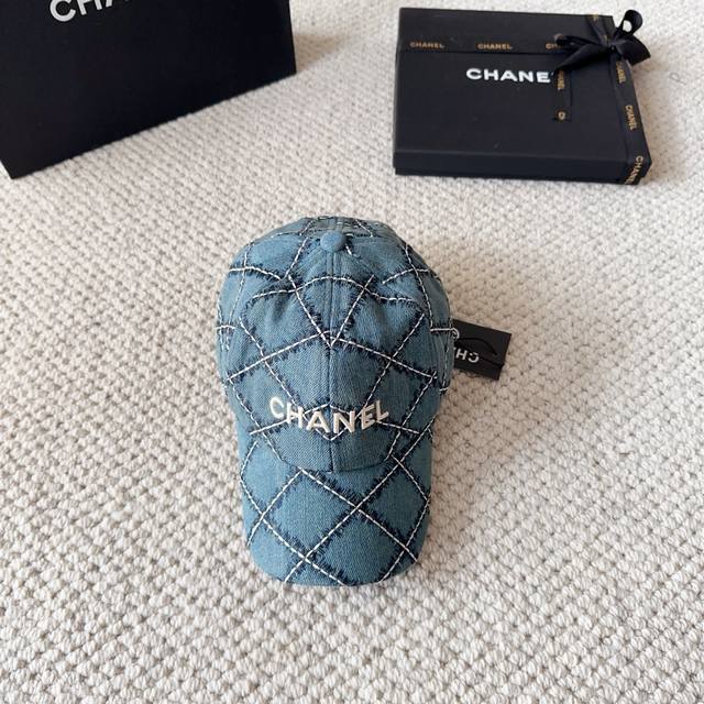 Chanel's new denim blue retro style hat is a great vintage hat for holidays. Thi