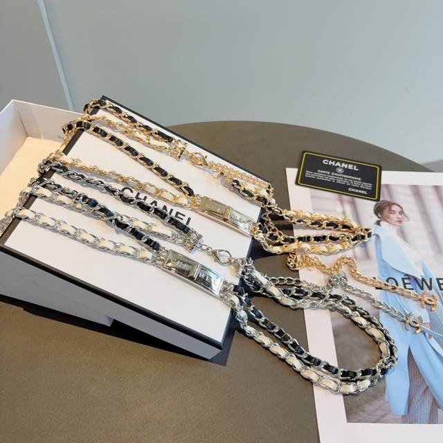 with packaging Chanel's new high-end metal chain waist chain necklace dual-purp