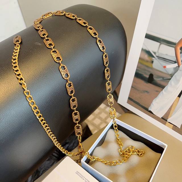 with packaging Celine's new Arc de Triomphe high-end waist chain necklace dual-