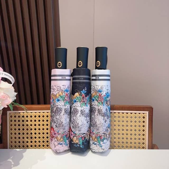 Dior tri-fold automatic folding umbrella, fashionable, original OEM quality, exq