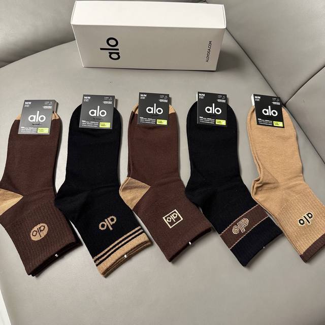 Special Alo Alo new men's mid-calf socks, one box of five pairs with jacquard c