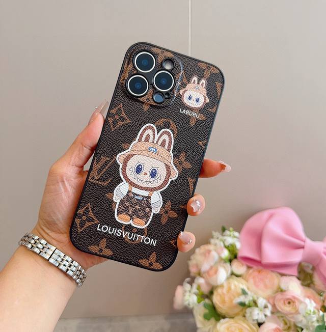 Lv fine hole full cover mobile phone case with cloth pattern Lv full surround ed