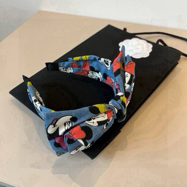 Gucci headband, Mickey bow denim headband