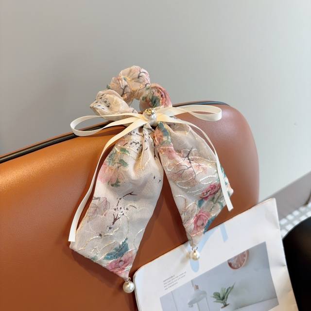 with packaging Chanel Chanel vintage embroidered ponytail hairband butterfly co