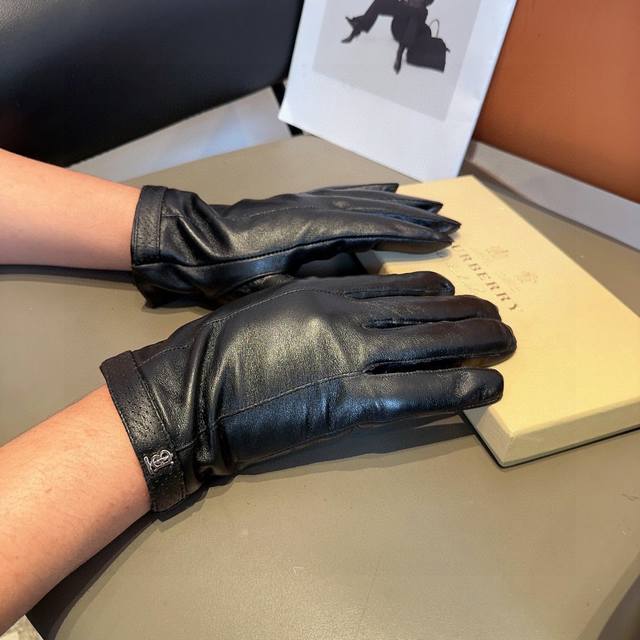 Burberry men's new sheepskin gloves, fashionable gloves, warm and velvet lining