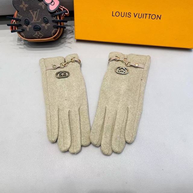 Gucci new wool gloves, fashionable gloves, warm and velvet lining for autumn and