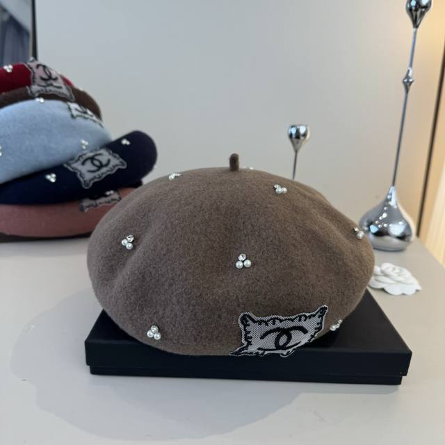 Chanel wool beret, pumpkin hat, 100% wool fabric, head circumference 57cm