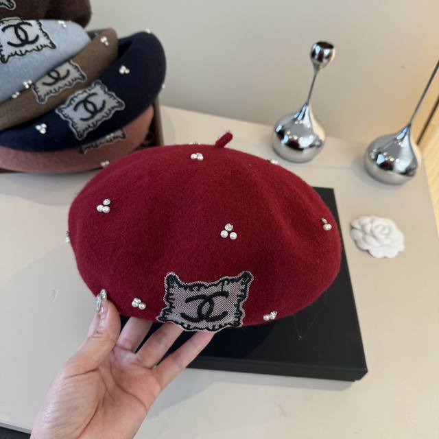 Chanel wool beret, pumpkin hat, 100% wool fabric, head circumference 57cm