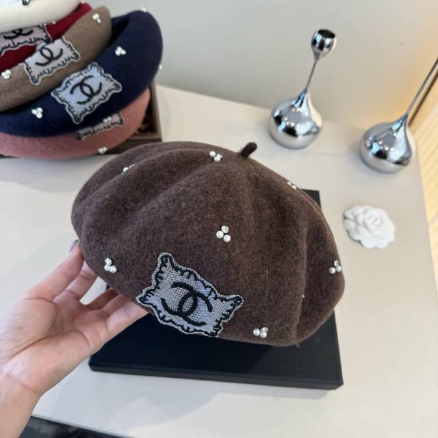 Chanel wool beret, pumpkin hat, 100% wool fabric, head circumference 57cm