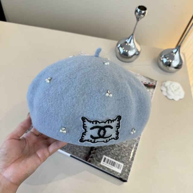 Chanel wool beret, pumpkin hat, 100% wool fabric, head circumference 57cm