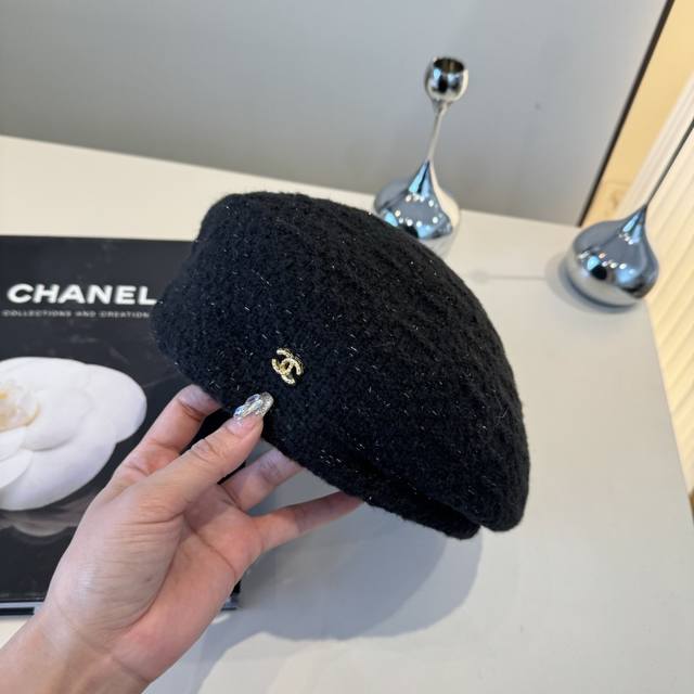 Chanel wool beret, small Chanel style beret, head circumference 57Cm
