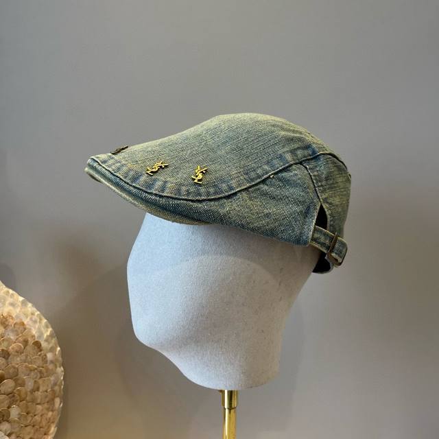 Saint Laurent retro style forward peaked cap, advanced and versatile, head circ