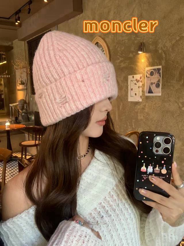 Moncler new American knitted fashion trend hip-hop beanie thick line large head