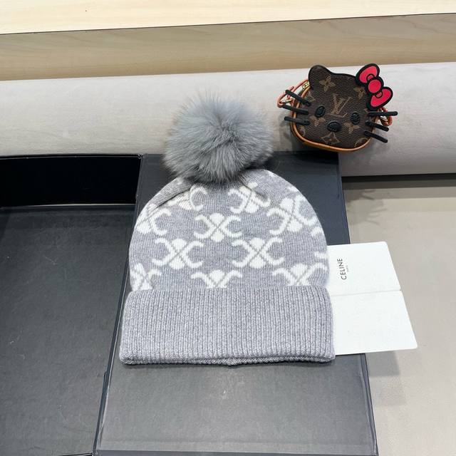 Celine Celine cashmere + rabbit fur hat women's pure heavy recommendation earmu