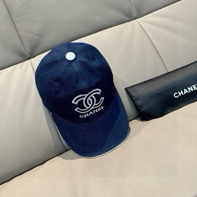 comes with a box bag, Chanel new original baseball cap, denim double C embroide