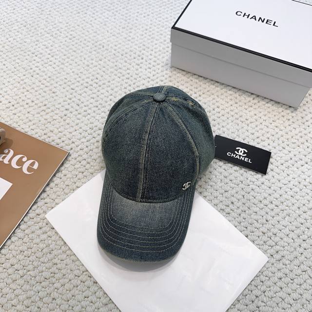Chanel's new denim blue retro baseball cap is a beautiful vintage style to wear