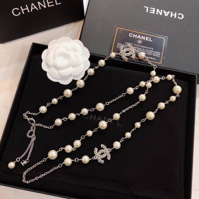 Classic works in stock Chanel sweater chain small pearl square diamond long chai