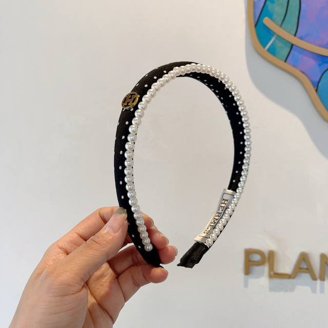 with packaging Hermes Korean new small fresh pearl headband, comfortable to wea