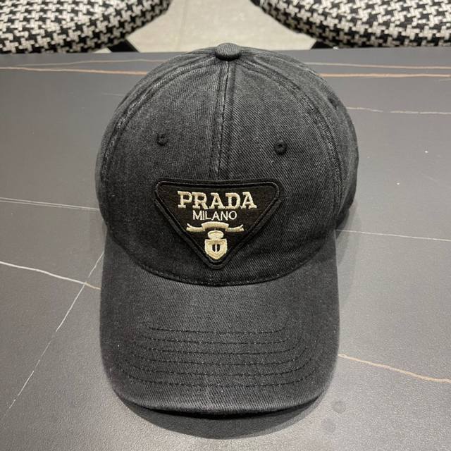 pr Da Prada denim inverted triangle baseball capStar washed denim color, the sam