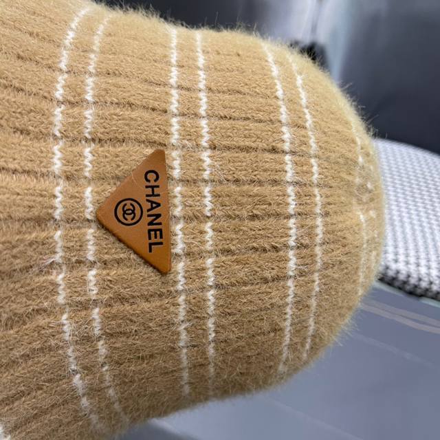 Chanel Chanel new wool brand color matching sun visor knitted bucket hat versati