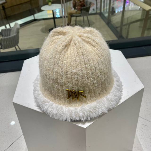 Dior hat women's autumn and winter contrast color face small bucket hat retro be